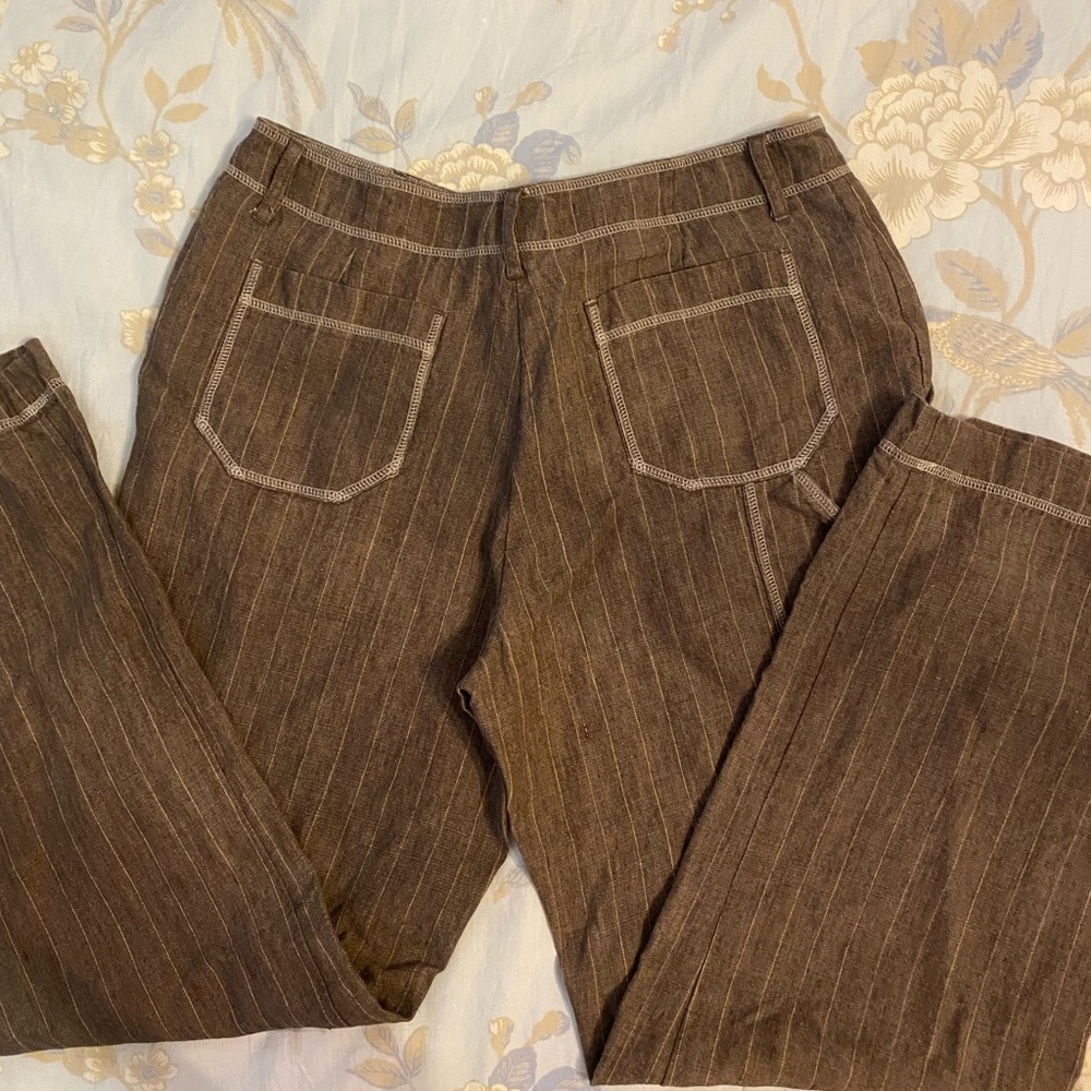 J. Jill Brown Pinstripe Straight Leg Pants